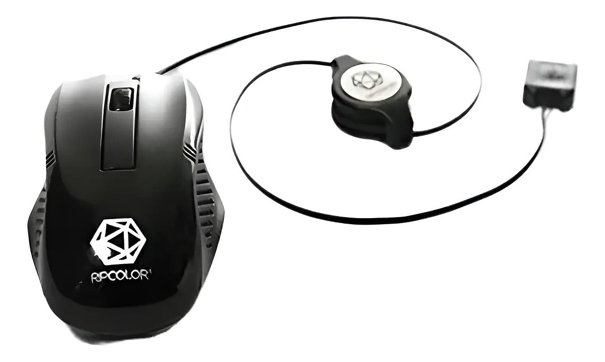 Mouse Mini Óptico Ripcolor Usb Retráctil B0302 - Negro
