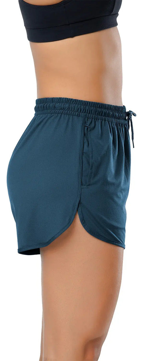 Short De Dama Fitness Running Y Entrenamiento Elite Azul Petróleo L