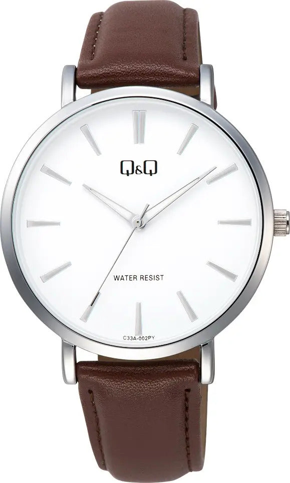 Reloj Q&q Cuero Hombre 40mm C33a-002py - Marrón