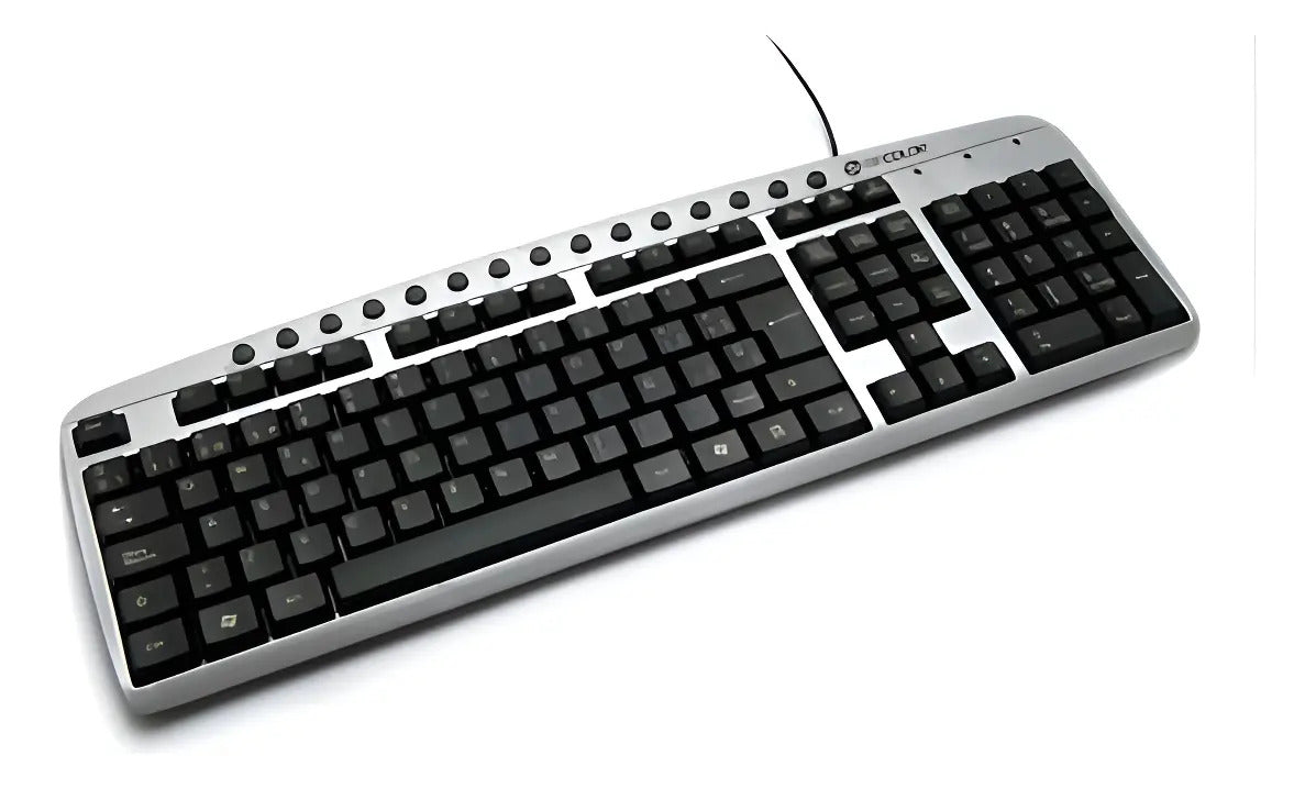 Teclado Multimedia Ps/2 En Español Ripcolor - Negro Y Plateado Español