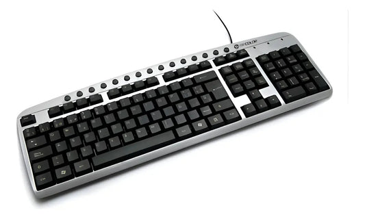 Teclado Multimedia Ps/2 En Español Ripcolor - Negro Y Plateado Español