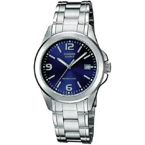 Reloj Casio Metal Esfera Azul Con Calendario - Plateado Azul