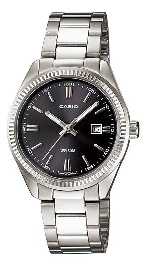 Reloj Casio Metal Dama 30mm Ltp-1302d1a1 - Plateado Negro