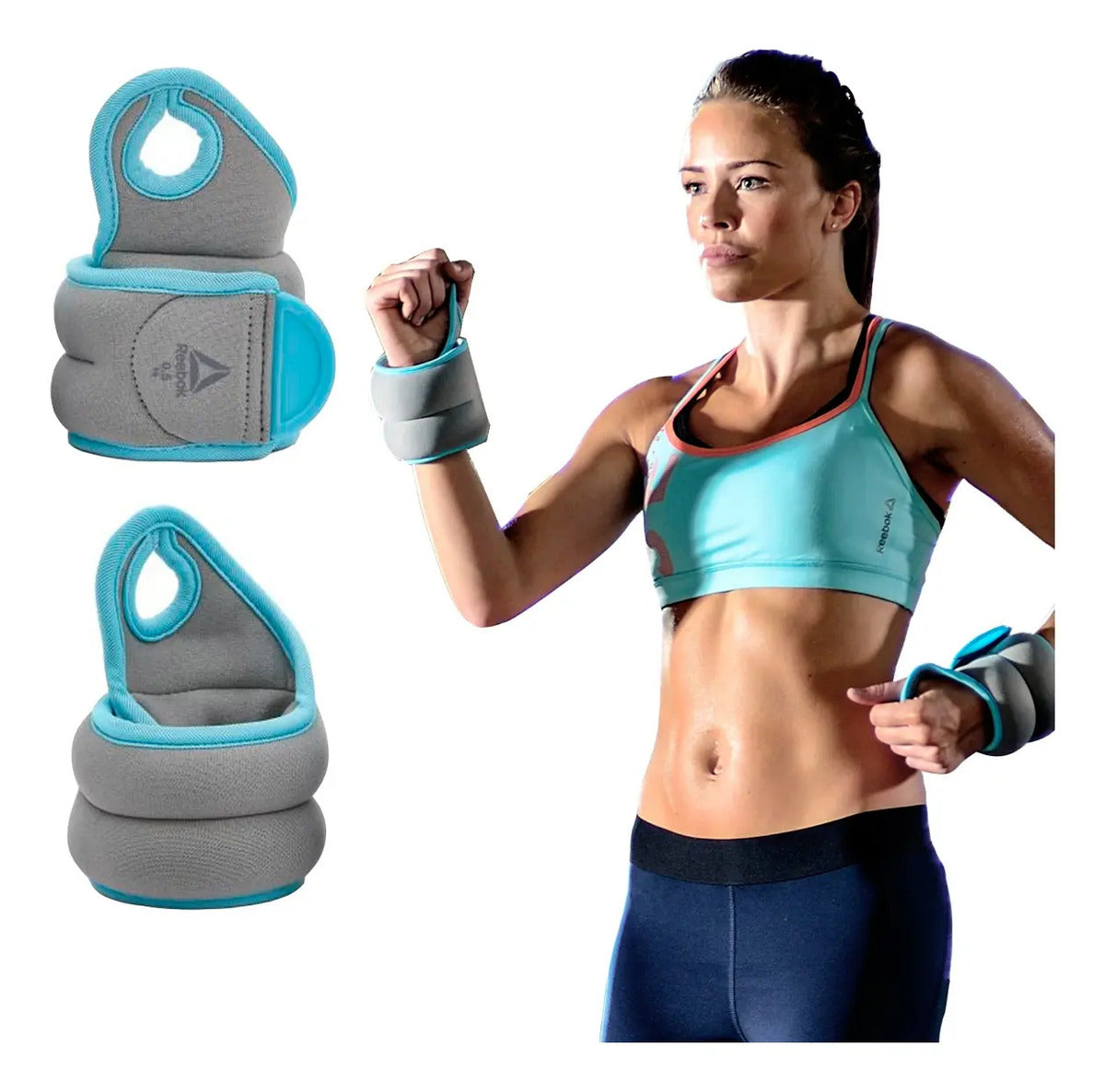 Muñequeras Con Agarre Dedo Libre 0,5kg C/u Reebok - Gris/azul