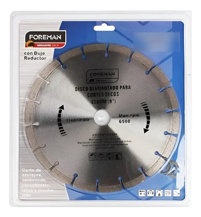 Disco Diamantado Foreman 230mm 9'' Corte Seco Gris