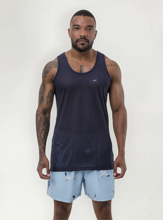 Musculosa Deportiva Hombre Fitness Gym Running Elite Azul Marino 2xl
