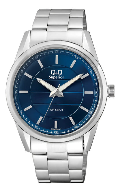 Reloj Q&q Metal Hombre 44mm C20a-002vy - Plateado