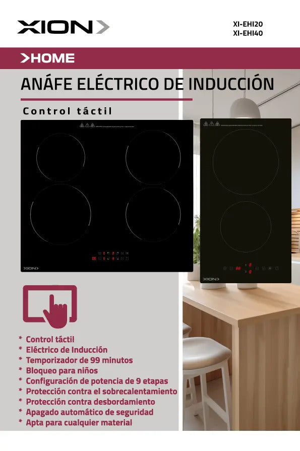Anafe Eléctrico De Inducción 2 Discos Xion Xi-ehi20 Negro