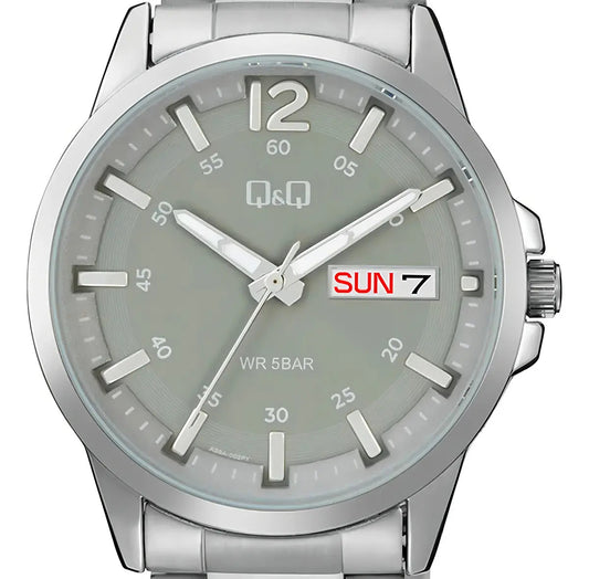 Reloj Q&q Metal Hombre 42mm A36a-002py - Plateado