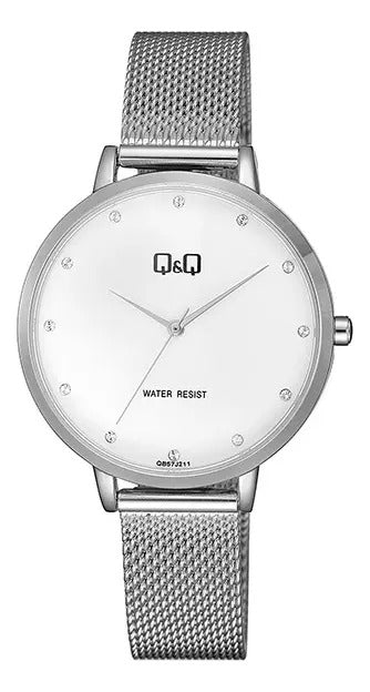 Reloj Q&q Metal Dama 36mm Qb57j211y - Plateado
