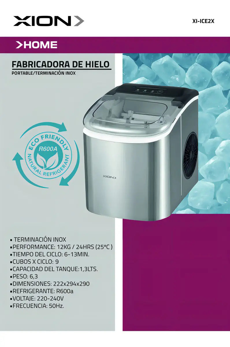 Fabricadora De Hielo Xion 12 Kg/24 Hs Xi-ice2x - Gris Oscuro