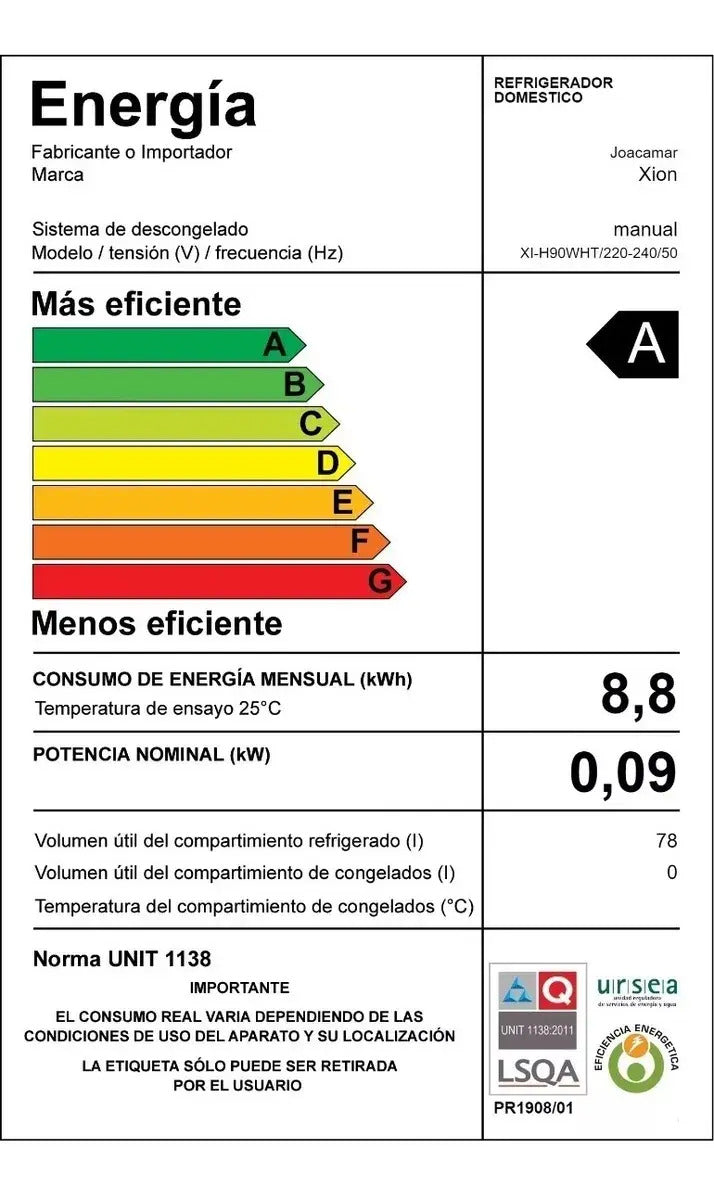 Frigobar Xion 78 Lts Xi-h90wht - Blanco