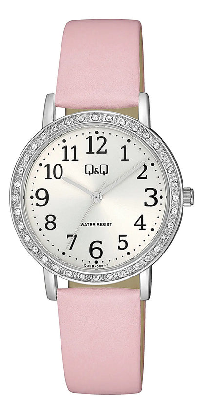 Reloj Q&q Cuero Dama 33mm Q32b-003py - Rosa