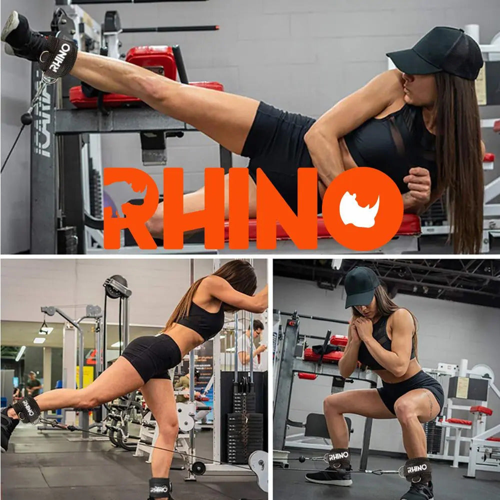Tobillera Para Polea Máquina Crossover Eva Rhino - Negro