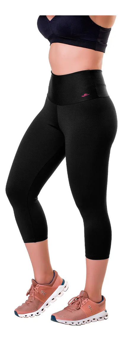 Calza 3/4 Dama Entrenamiento Fitness Elite - Negro 4xl