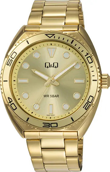 Reloj Q&q Metal Hombre 42mm Q09c-003py - Dorado