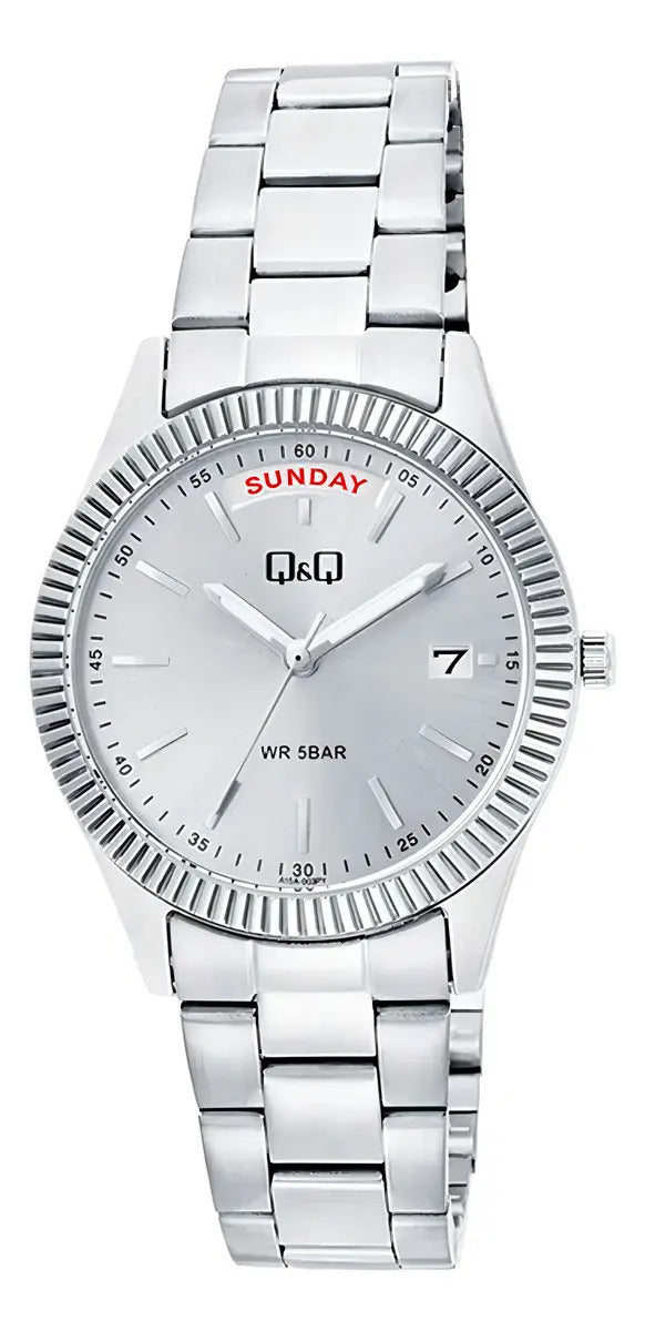 Reloj Q&q Metal Dama 32mm A15a-003py - Plateado