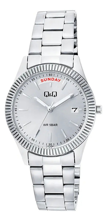 Reloj Q&q Metal Dama 32mm A15a-003py - Plateado