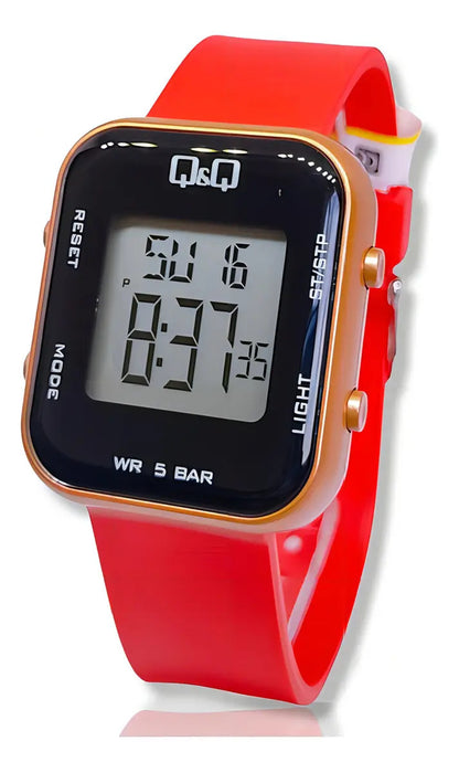 Reloj Digital Q&q Silicona M207j006y Dama 34mm - Rojo
