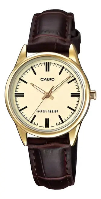 Reloj Casio Cuero Dama 28mm Ltp-v005gl9a - Marrón