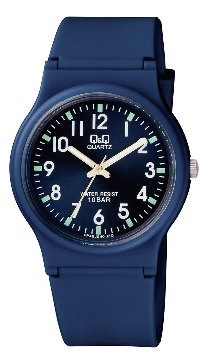 Reloj Q&q Silicona Hombre 34mm Vp46j040y - Azul