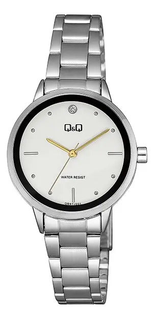 Reloj Q&q Metal Dama 32mm Qb97j201y - Plateado Blanco