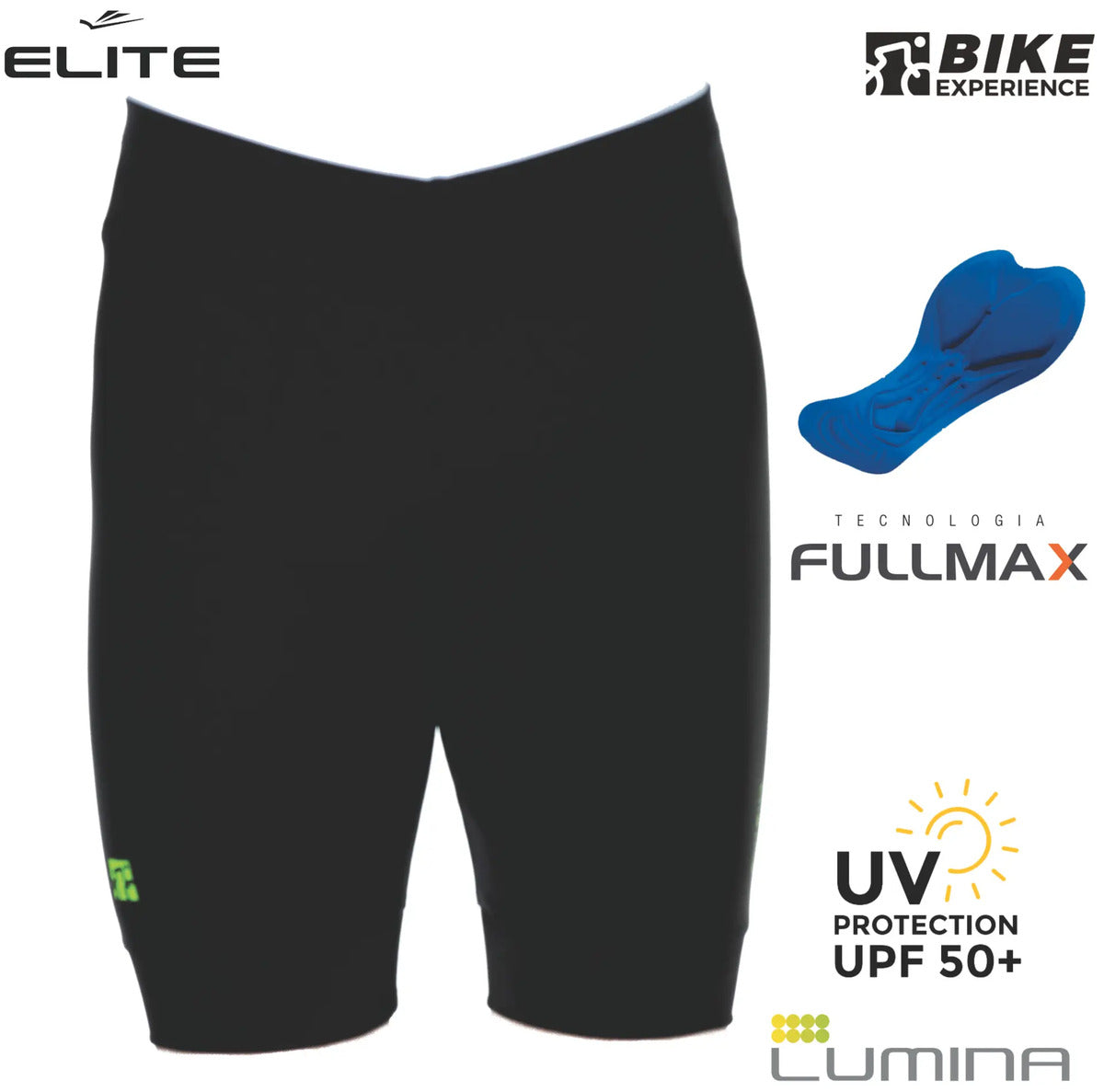 Calza Corta Badana Gel Ciclismo Pro Elite - Negro Xl