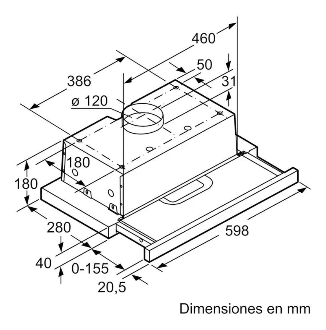 Campana Extractora Telescópica Bosch 60 Cm Dft63ac50 - Plata