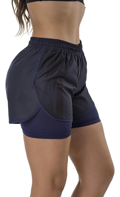 Short Deportivo Running Gym Dama Poliéster Elite - Azul Marino M