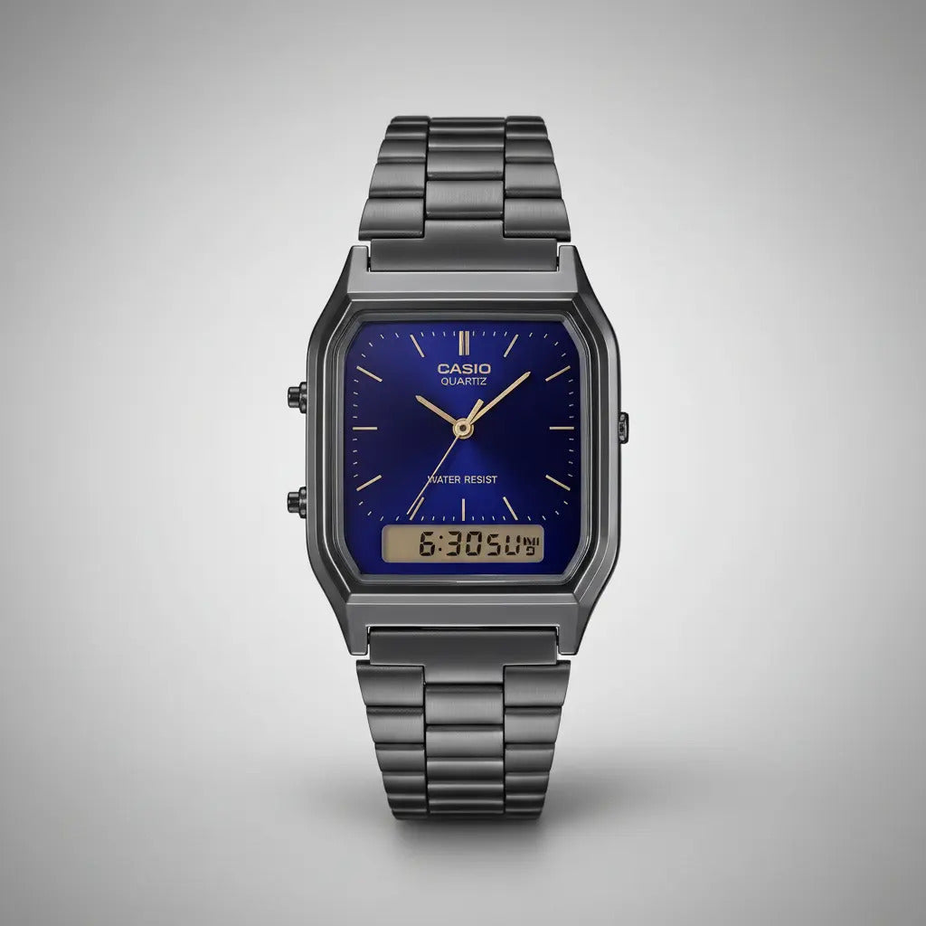 Reloj Casio Metal 30mm Aq-230gg-2a - Negro