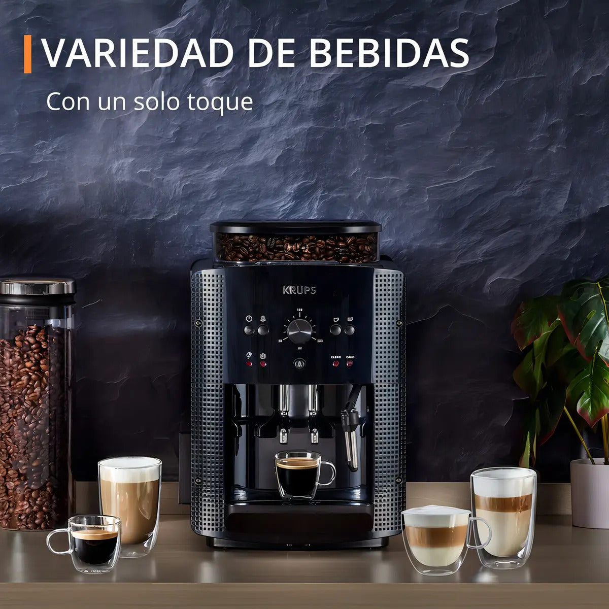 Cafetera Expreso Krups Espumador Y Molinillo - Negro