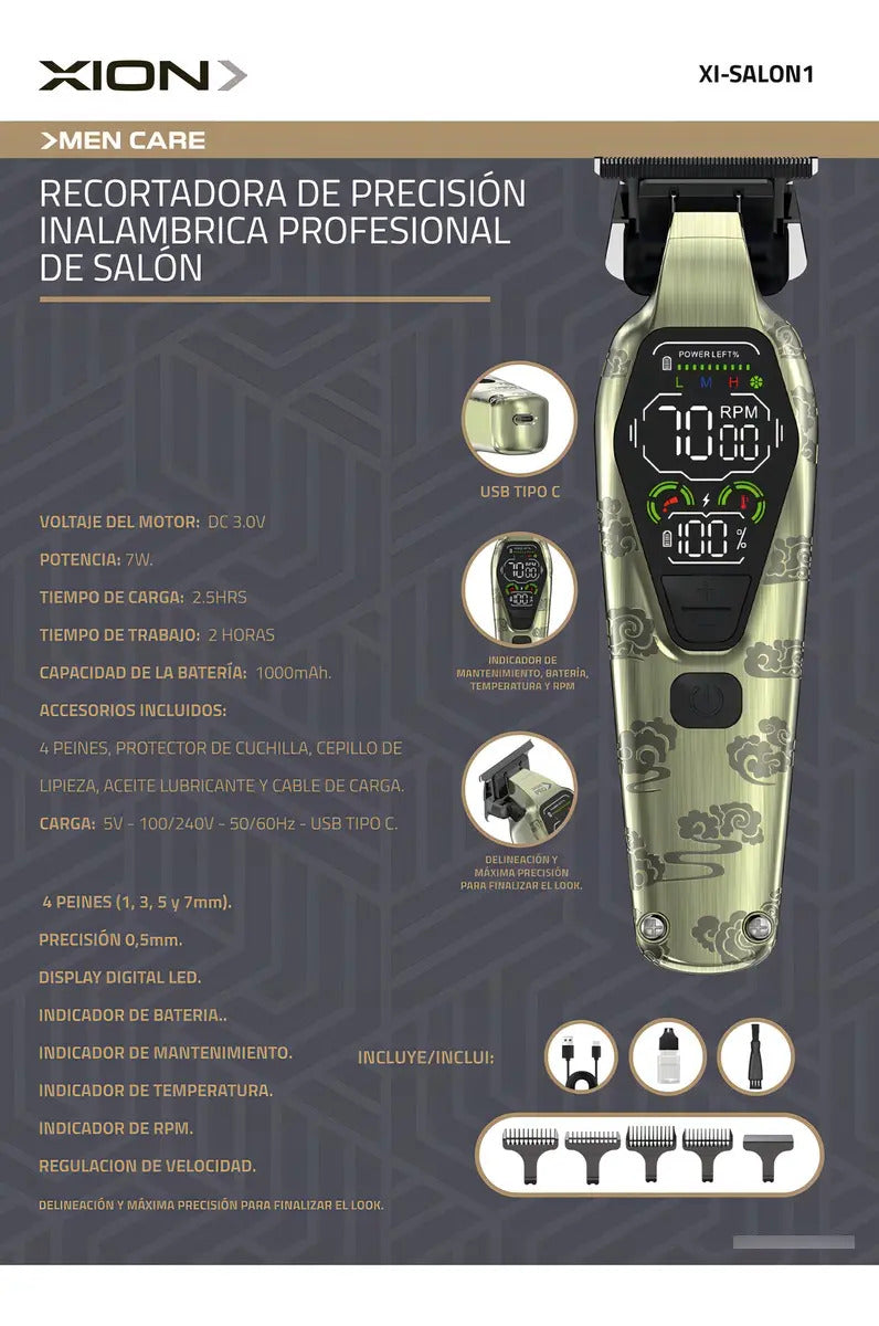 Cortadora De Pelo Pro De Salón Inalámb Xion Xi-salon1 Único