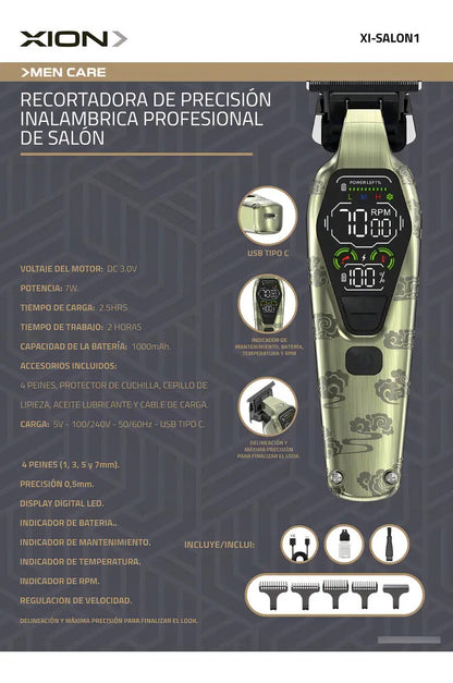 Cortadora De Pelo Pro De Salón Inalámb Xion Xi-salon1 Único