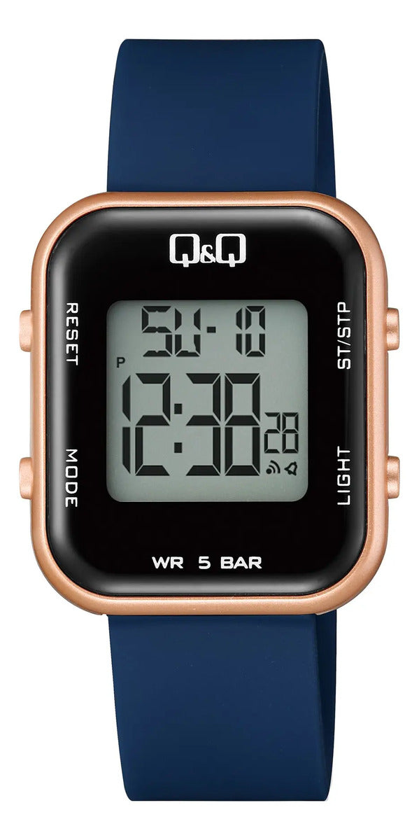 Reloj Digital Q&q Silicona Dama 34mm M207j009y - Azul