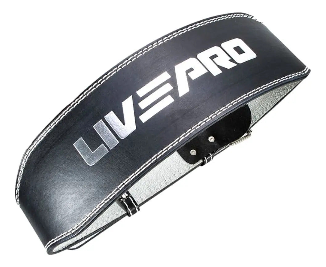Cinturón Levantamiento Gym En Cuero Pesado M Livepro Negro