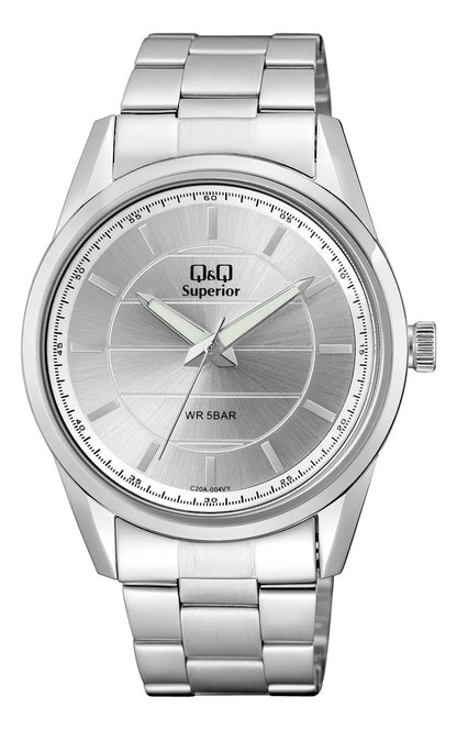 Reloj Q&q Metal Hombre 44mm C20a-004vy - Plateado