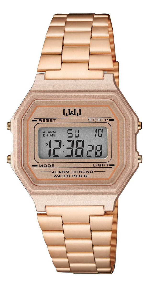 Reloj Digital Q&q Metal Dama 34mm G17a-004jy - Rosa