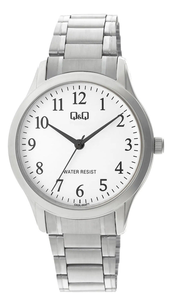 Reloj Q&q Metal Hombre 38mm C02a-004py - Plateado Blanco