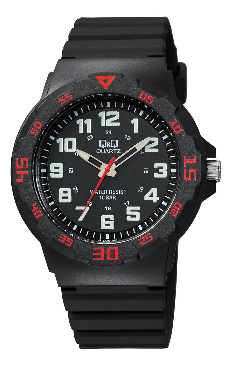 Reloj Q&q Silicona Hombre 43mm Vr18j006y - Negro