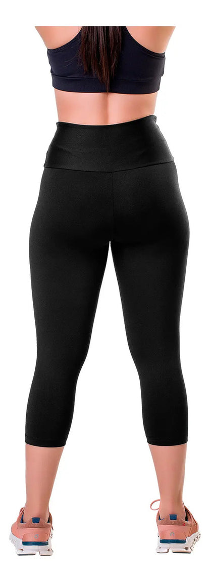 Calza 3/4 Dama Entrenamiento Fitness Elite - Negro 4xl