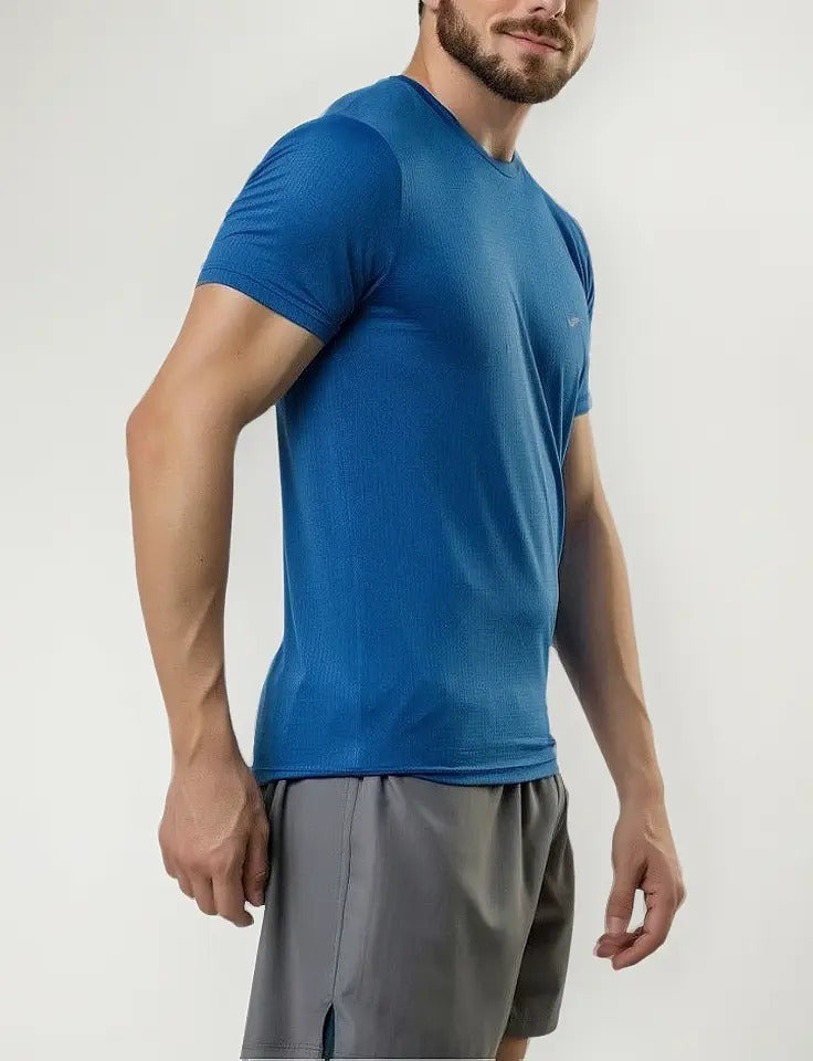Remera Running Poliéster Elastano Tecnología Aero Elite Qofe Azul L