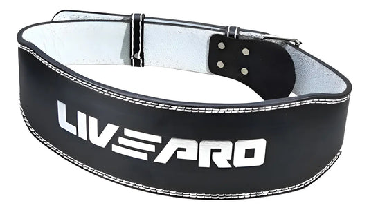 Cinturón Levantamiento Gym En Cuero Pesado L Livepro Negro