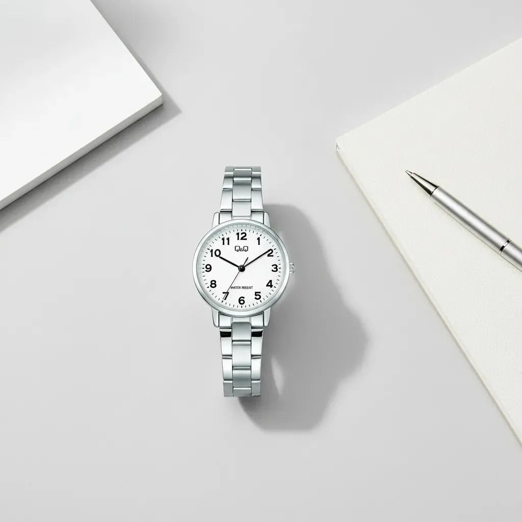 Reloj Q&q Metal Dama 31mm C65a-006py - Plateado