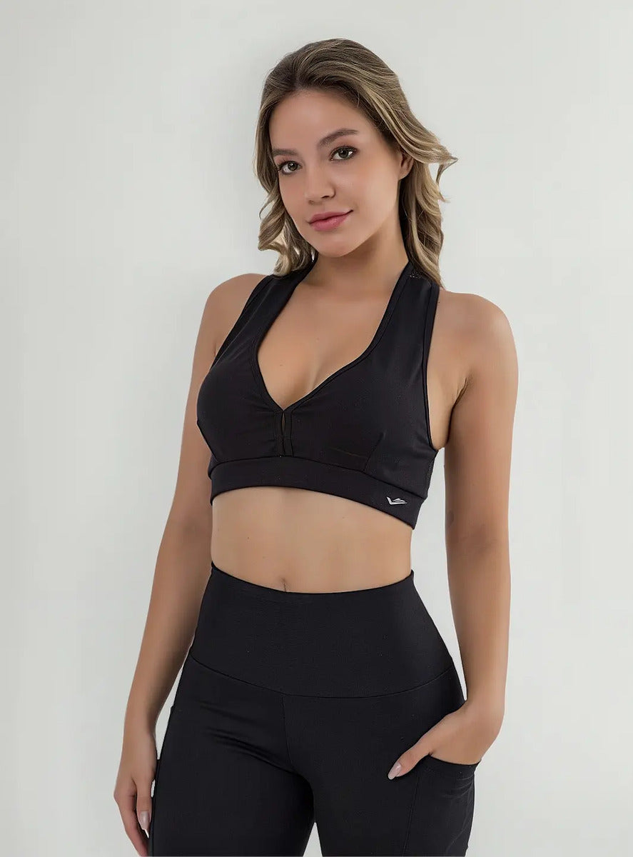 Top Deportivo Flexible Fitness Espalda Nadador Elite Negro S