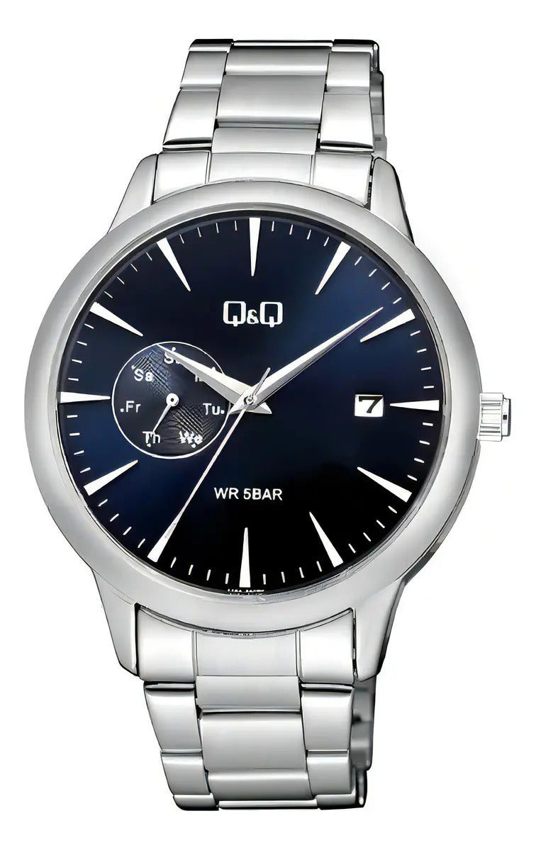 Reloj Q&q Metal Hombre 42mm A12a-008py - Plateado