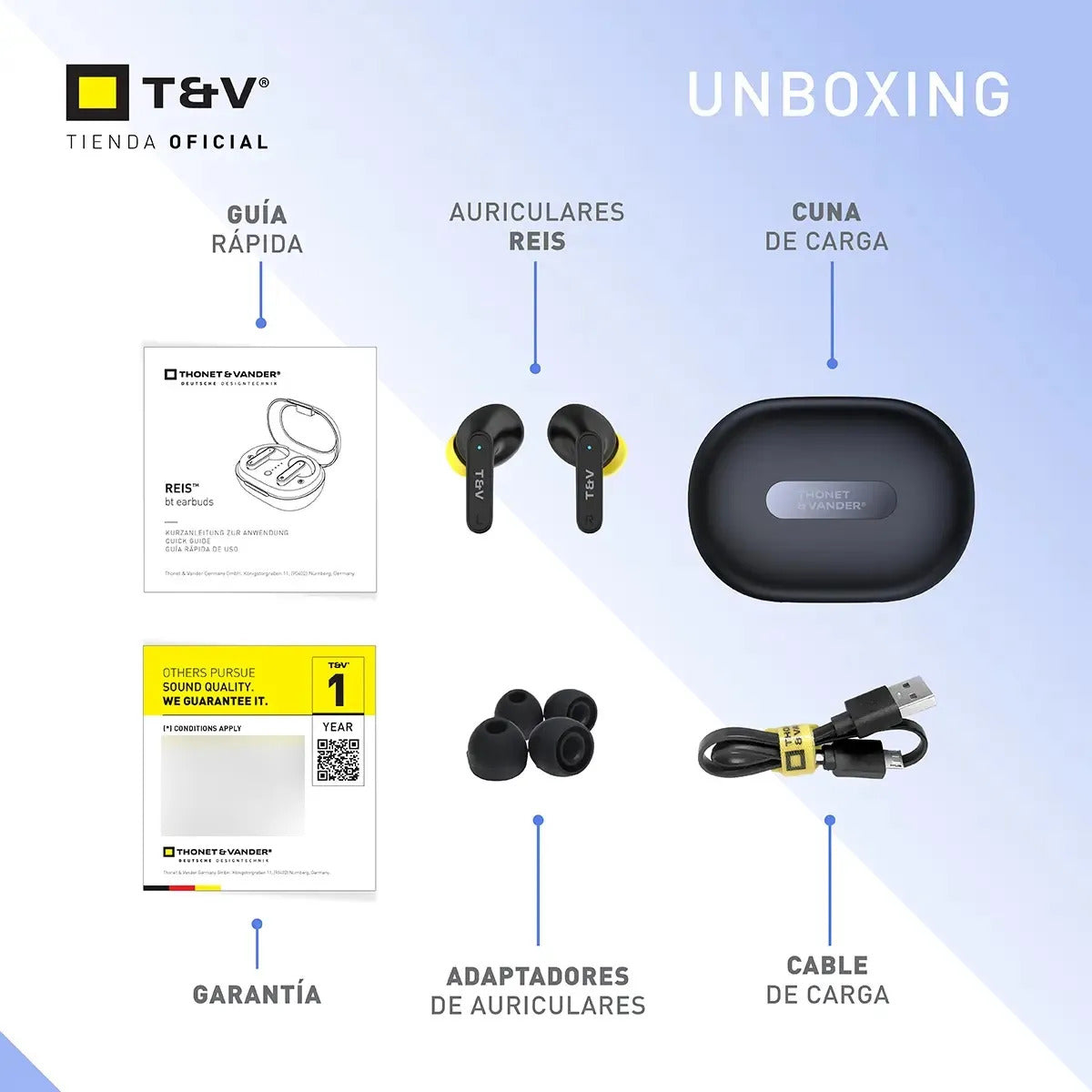 Auriculares Reis Inalámbricos Thonet & Vander - Negro