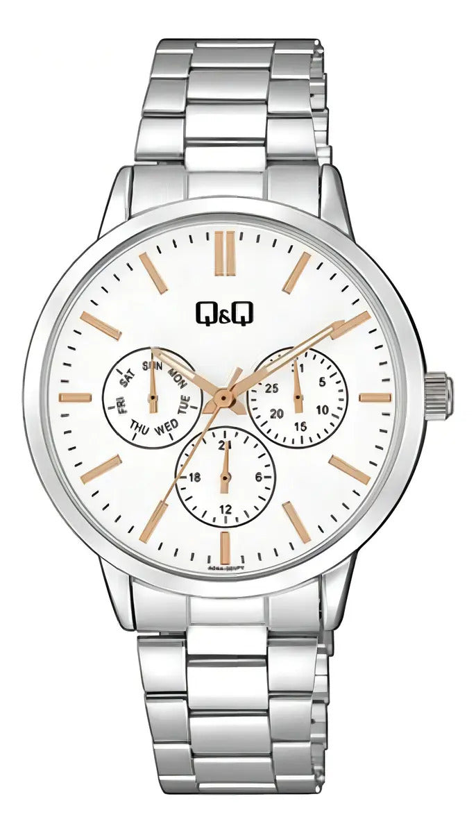 Reloj Q&q Metal Dama 38mm A04a-001py - Plateado