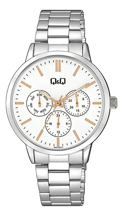 Reloj Q&q Metal Dama 38mm A04a-001py - Plateado