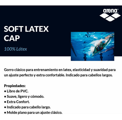 Gorra Soft Látex Unisex Para Natación Arena - Azul Marino Liso Adulto