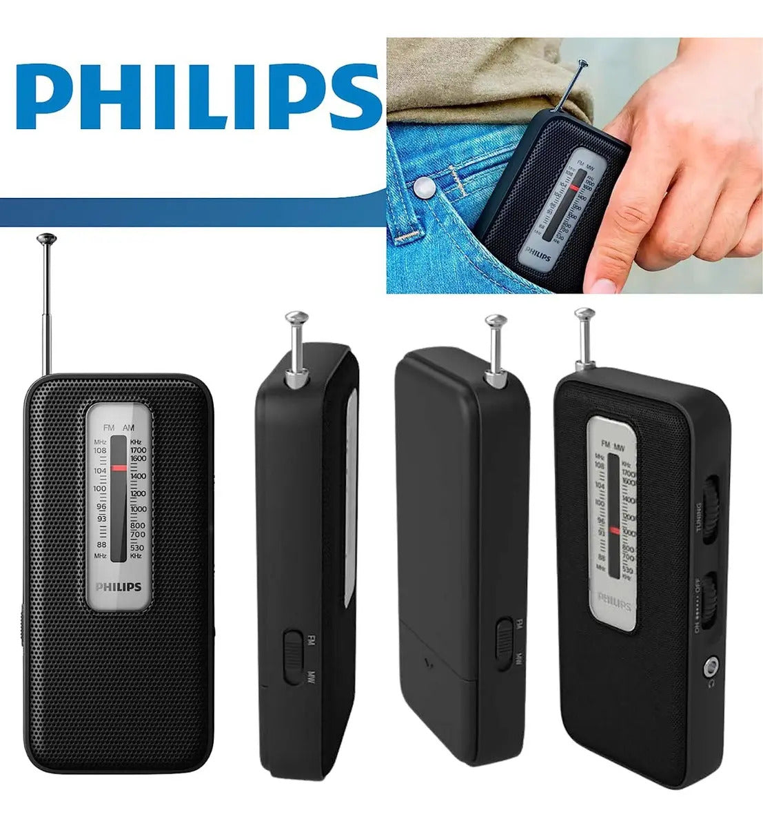 Radio Portátil Philips Tar1506 Fm/mw Analógica - Negro